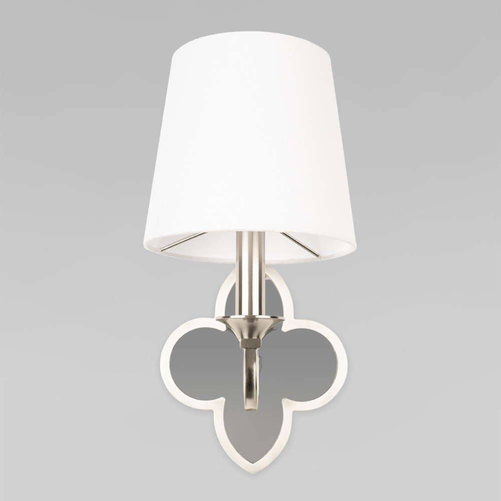 Бра с белым текстильным абажуром и фигурным основанием с зеркальной вставкой Vitorino