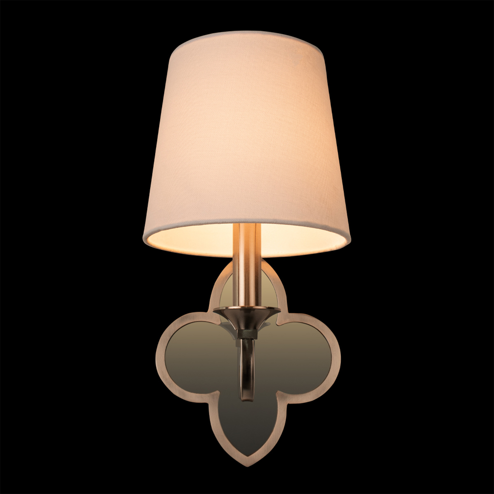 Бра с белым текстильным абажуром и фигурным основанием с зеркальной вставкой Vitorino