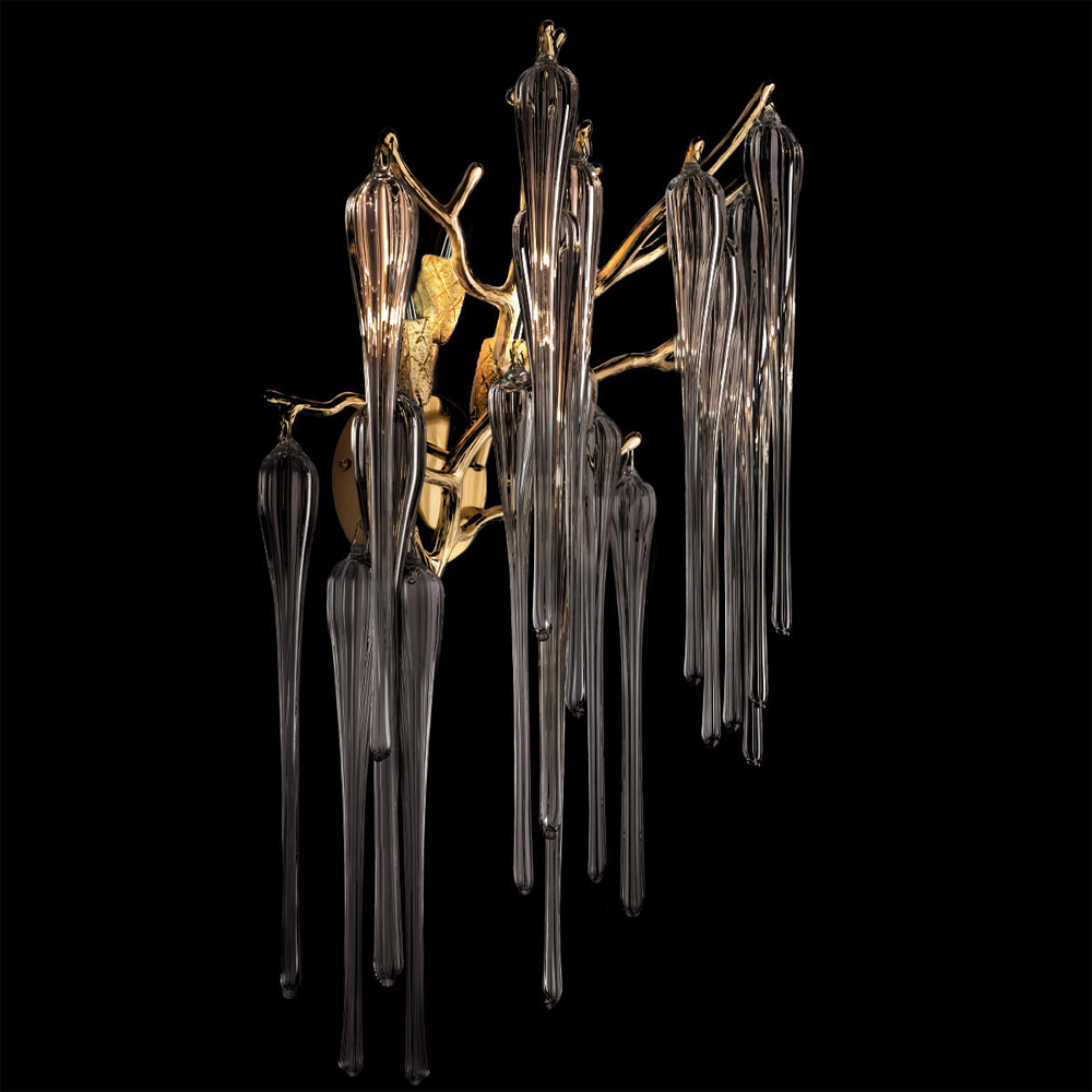 Бра с бронзовыми акцентами и прозрачными стеклянными каплями Droplet Bra