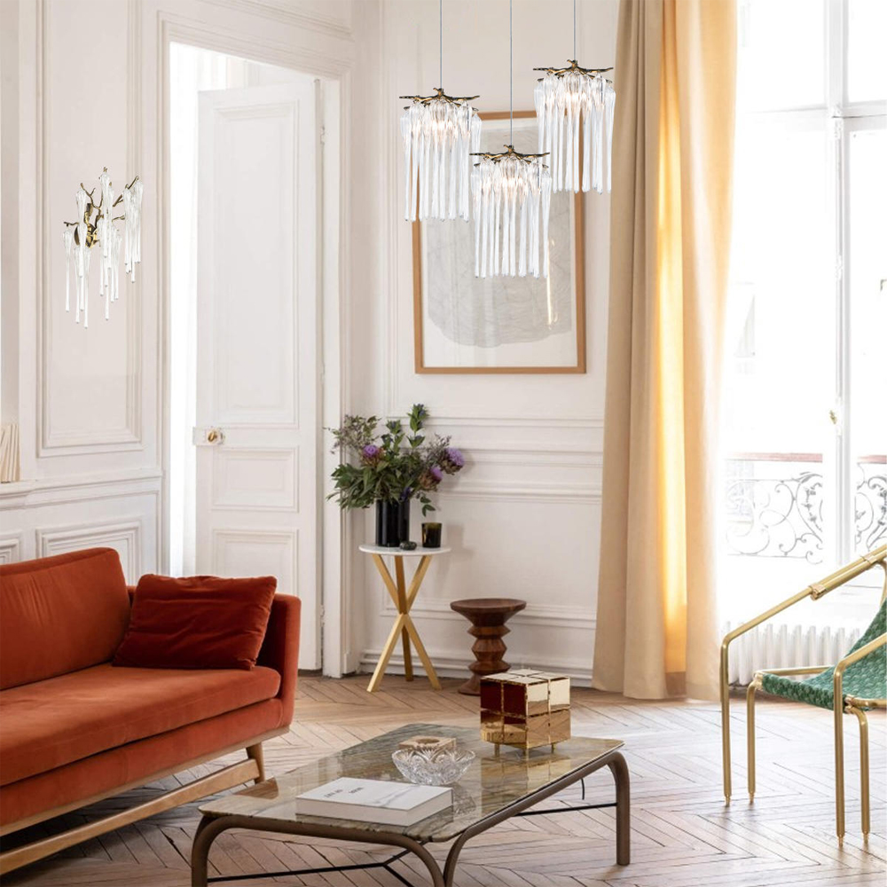 Бра с бронзовыми акцентами и прозрачными стеклянными каплями Droplet Bra