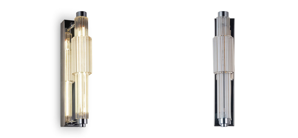 Бра с вертикальным узким плафоном Fuse Crystal Beige