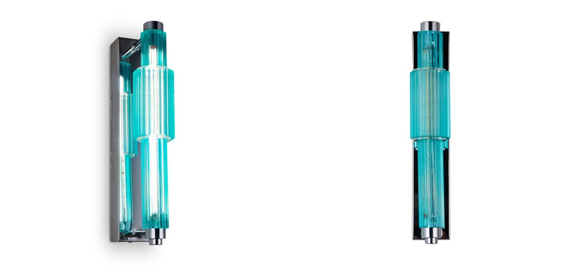 Бра с вертикальным узким плафоном Fuse Crystal Blue