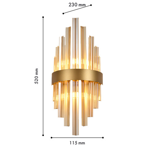 Бра с вертикальными стеклянными элементами янтарного цвета Retro FROZEN GLASS