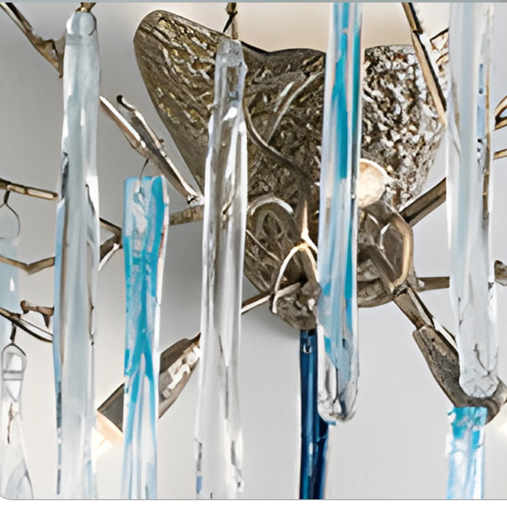 Бра с ветвистым каркасом из металла и подвесками из стекла Droplet Chandelier