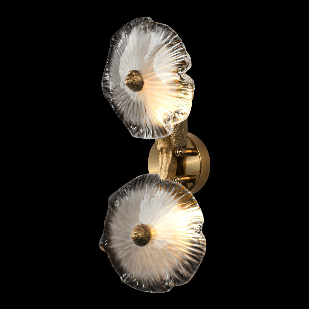 Бра с ветвистыми бронзовыми элементами и стеклянными рифлеными дисками Textured Glass Bra