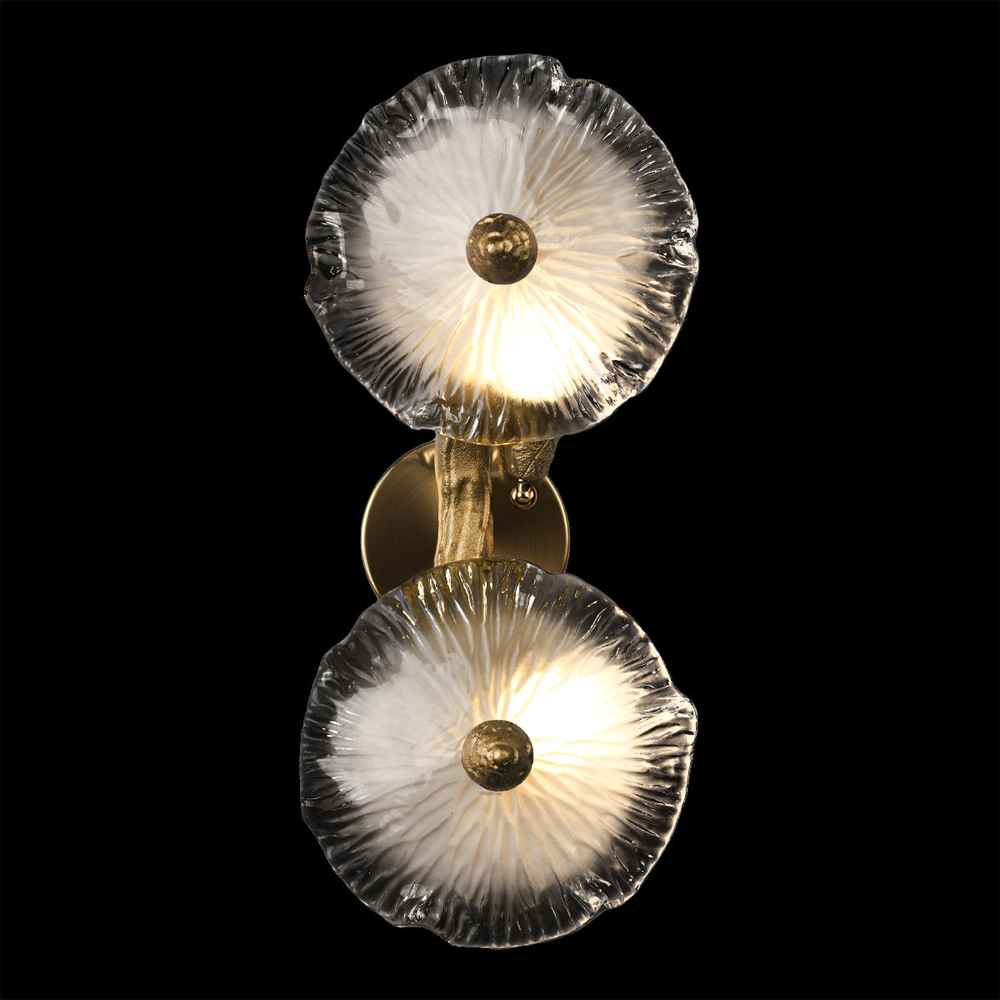 Бра с ветвистыми бронзовыми элементами и стеклянными рифлеными дисками Textured Glass Bra