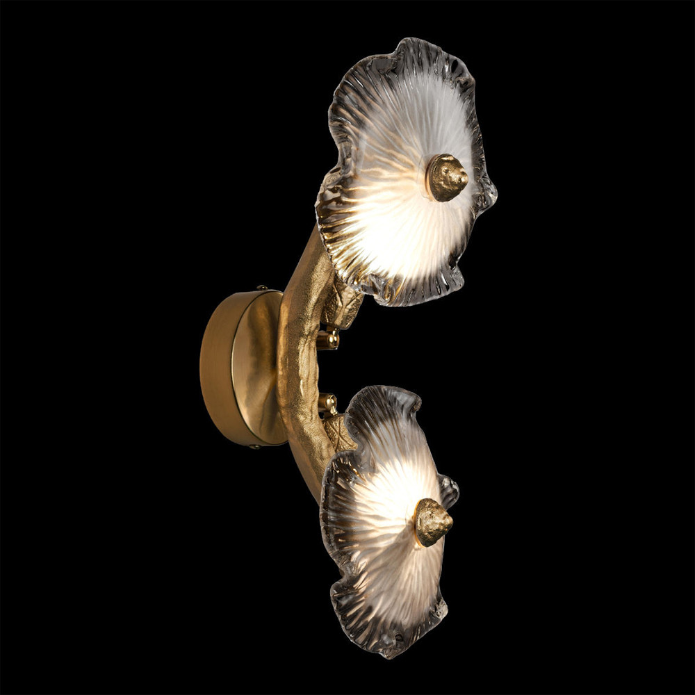 Бра с ветвистыми бронзовыми элементами и стеклянными рифлеными дисками Textured Glass Bra