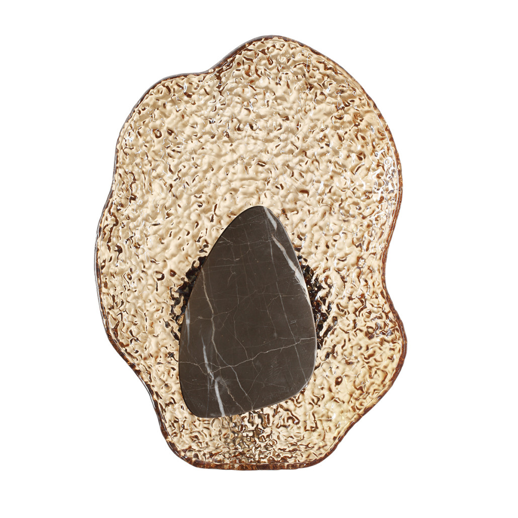 Бра с волнообразным стеклянным плафоном и вставкой из мрамора Liquid Stone