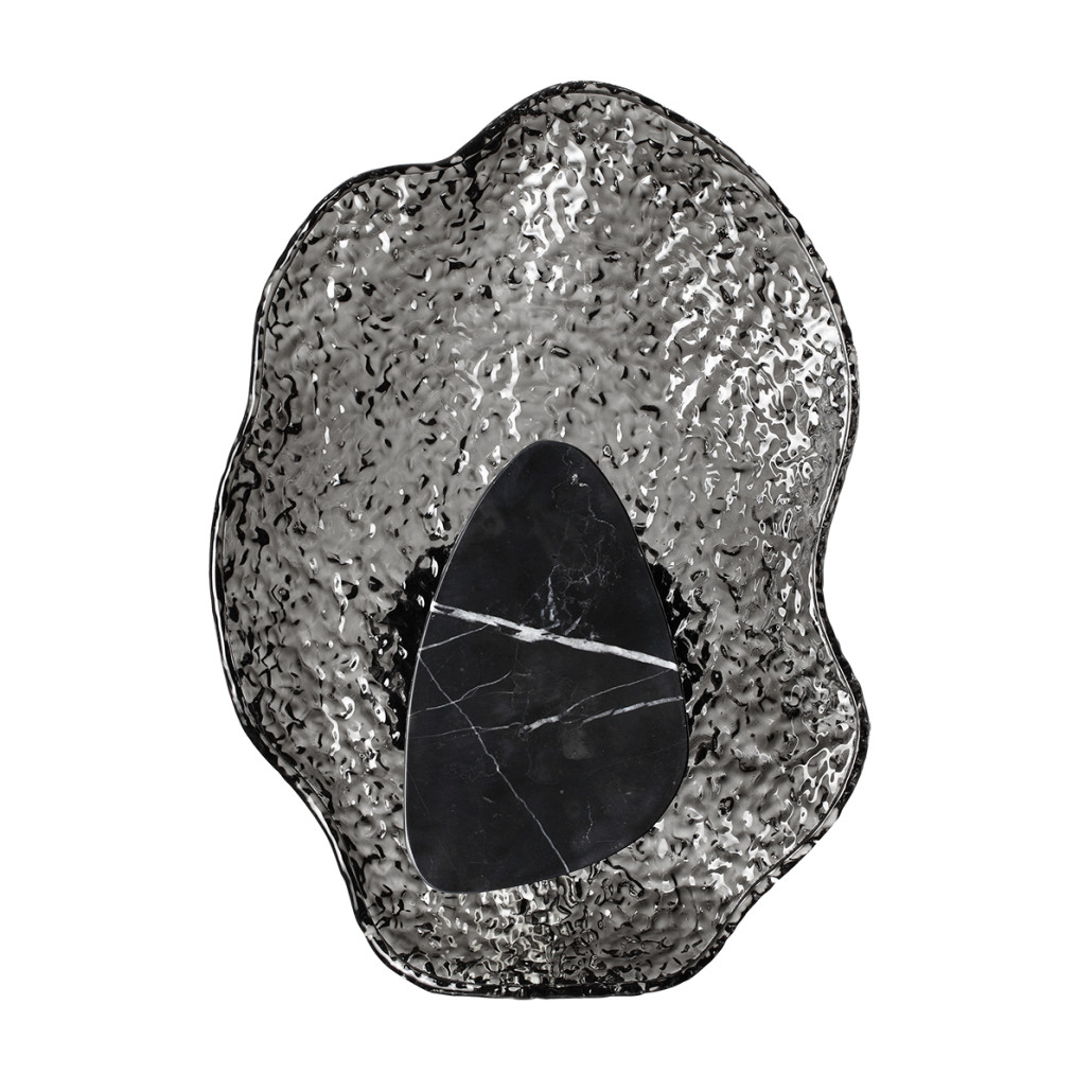 Бра с волнообразным стеклянным плафоном и вставкой из мрамора Liquid Stone