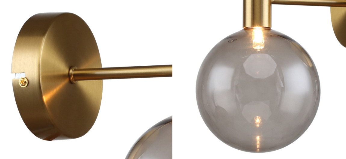 Бра с выдувным плафоном коньячного цвета Carmella Globe Brass
