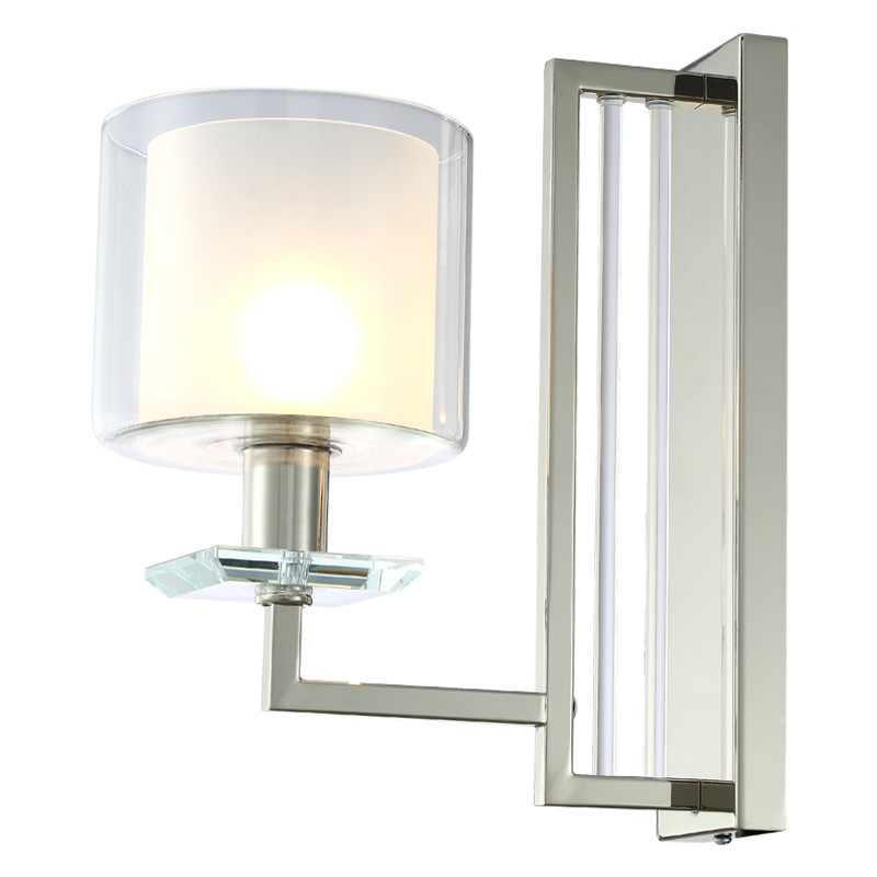 Бра с геометрическим каркасом из металла и цилиндрическим стеклянным плафоном Laurent