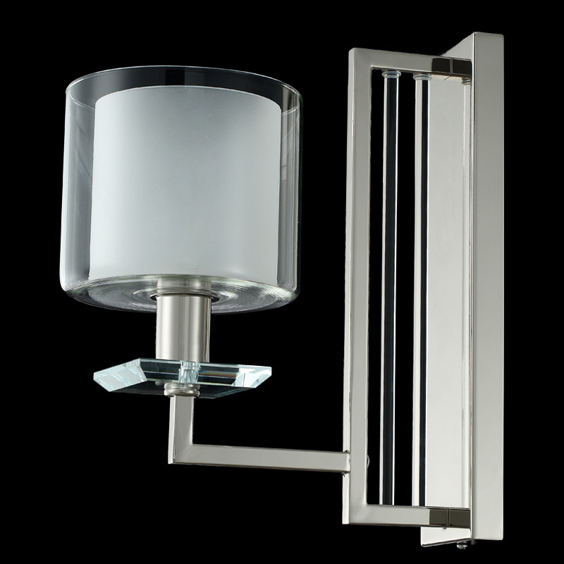 Бра с геометрическим каркасом из металла и цилиндрическим стеклянным плафоном Laurent