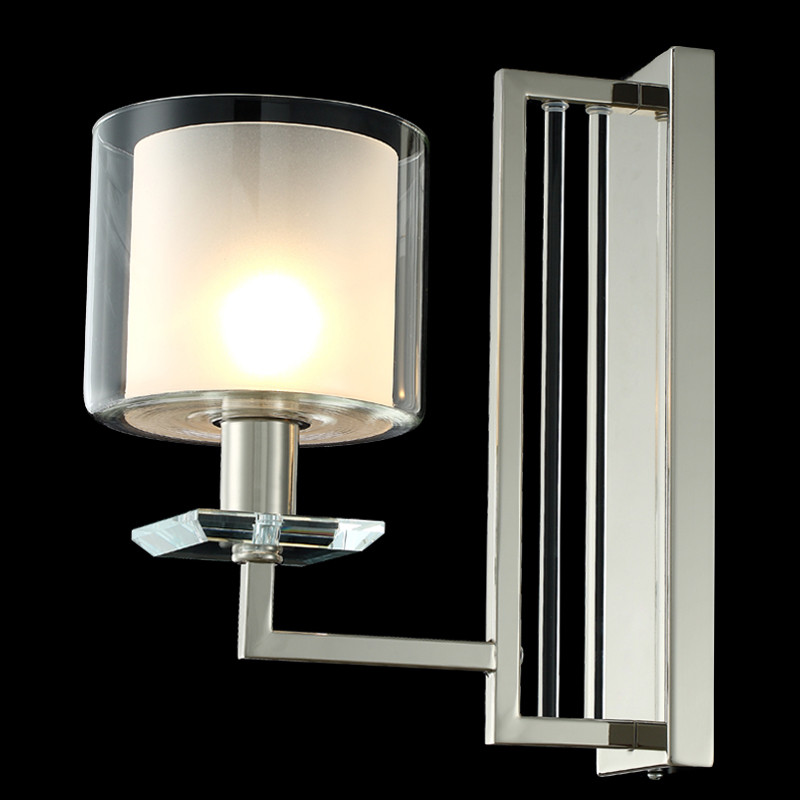 Бра с геометрическим каркасом из металла и цилиндрическим стеклянным плафоном Laurent