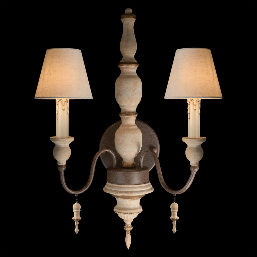 Бра с двумя конусовидными белыми тканевыми абажурами Terrain