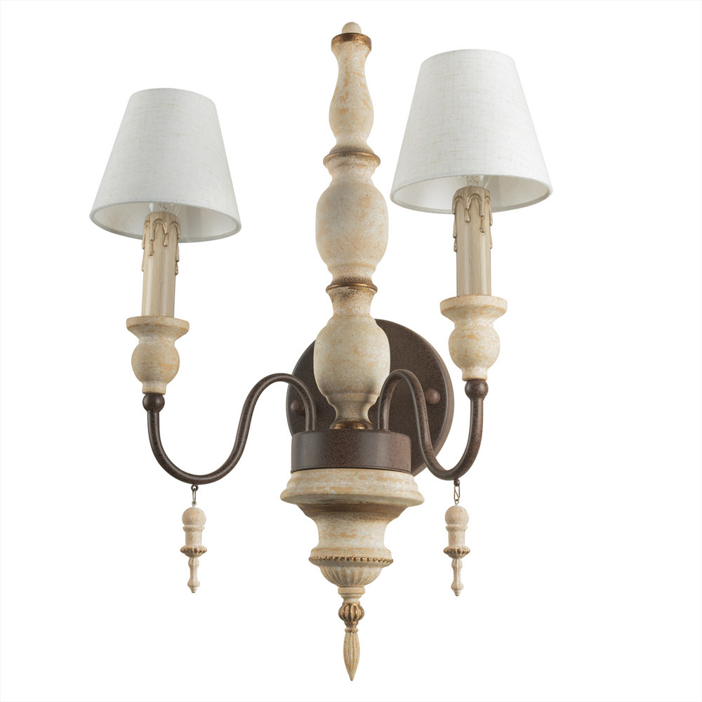 Бра с двумя конусовидными белыми тканевыми абажурами Terrain