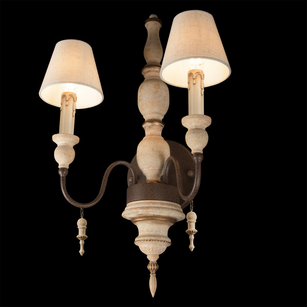 Бра с двумя конусовидными белыми тканевыми абажурами Terrain