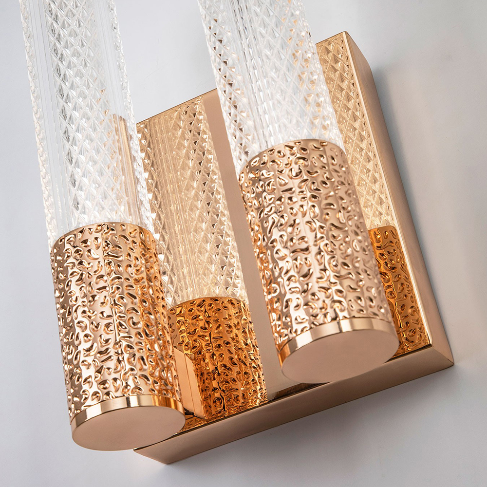 Бра с двумя плафонами Dew Drops Tube Duo Gold Wall Lamp