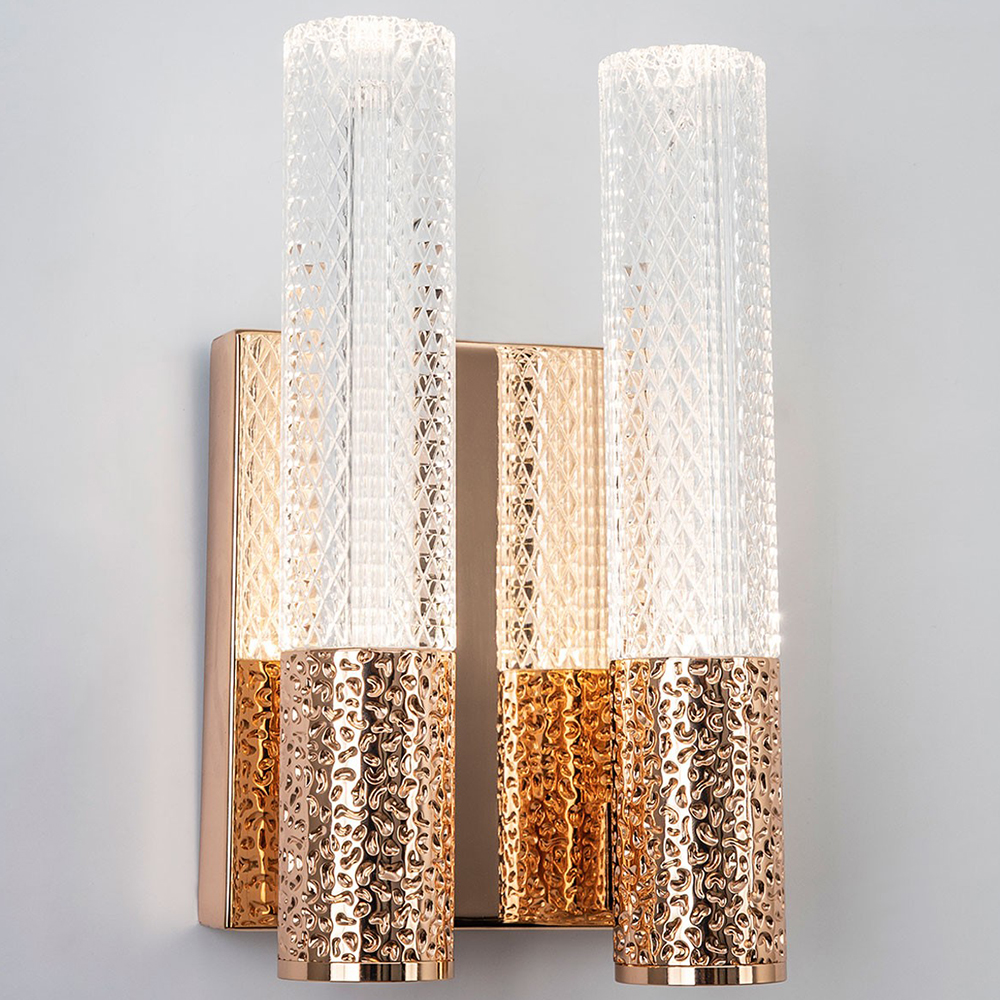 Бра с двумя плафонами Dew Drops Tube Duo Gold Wall Lamp