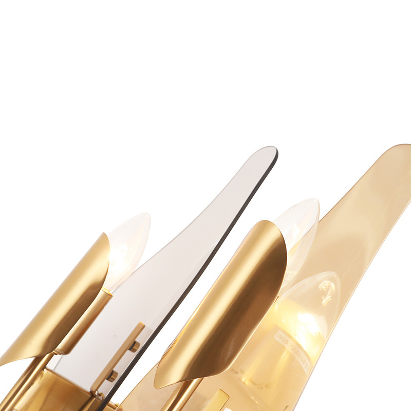 Бра с двумя плафонами дымчатого и янтарного цвета Vertical Glass