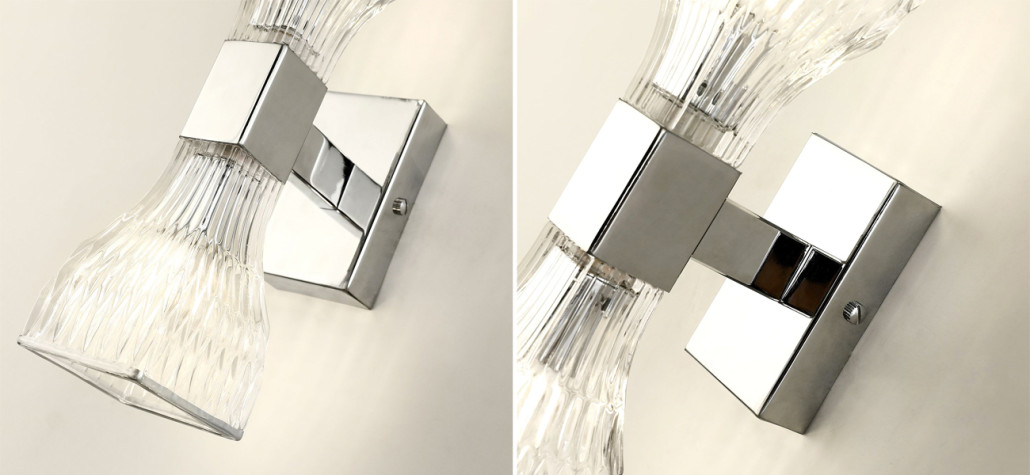 Бра с двумя плафонами из рельефного стекла GLASS HORN Chrome