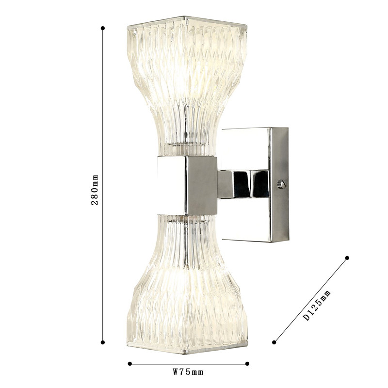 Бра с двумя плафонами из рельефного стекла GLASS HORN Chrome