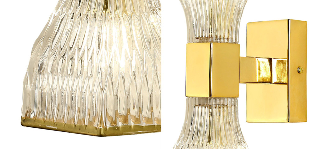 Бра с двумя плафонами из рельефного стекла GLASS HORN Gold