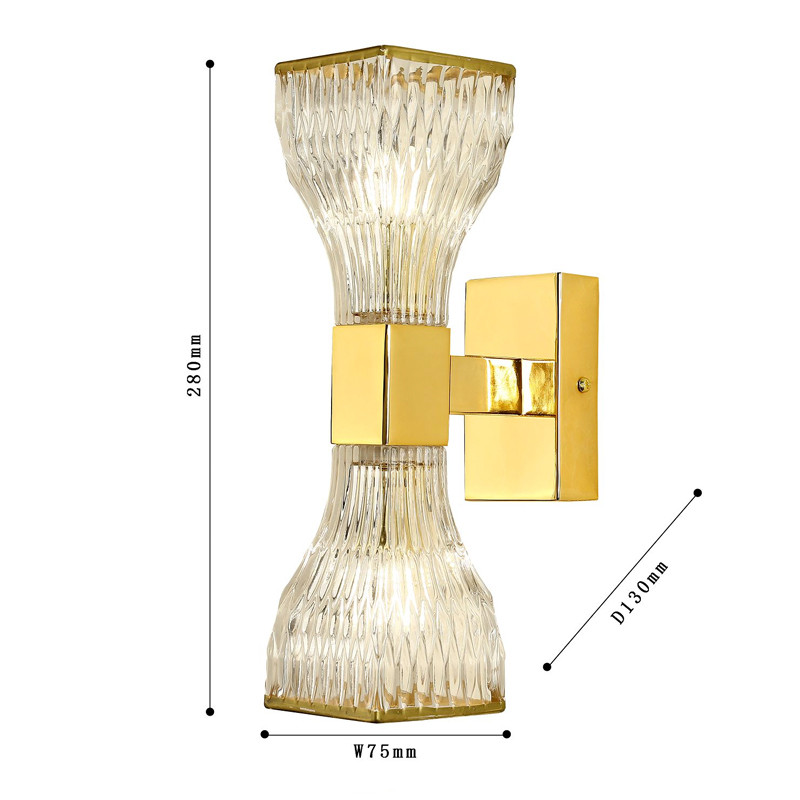 Бра с двумя плафонами из рельефного стекла GLASS HORN Gold