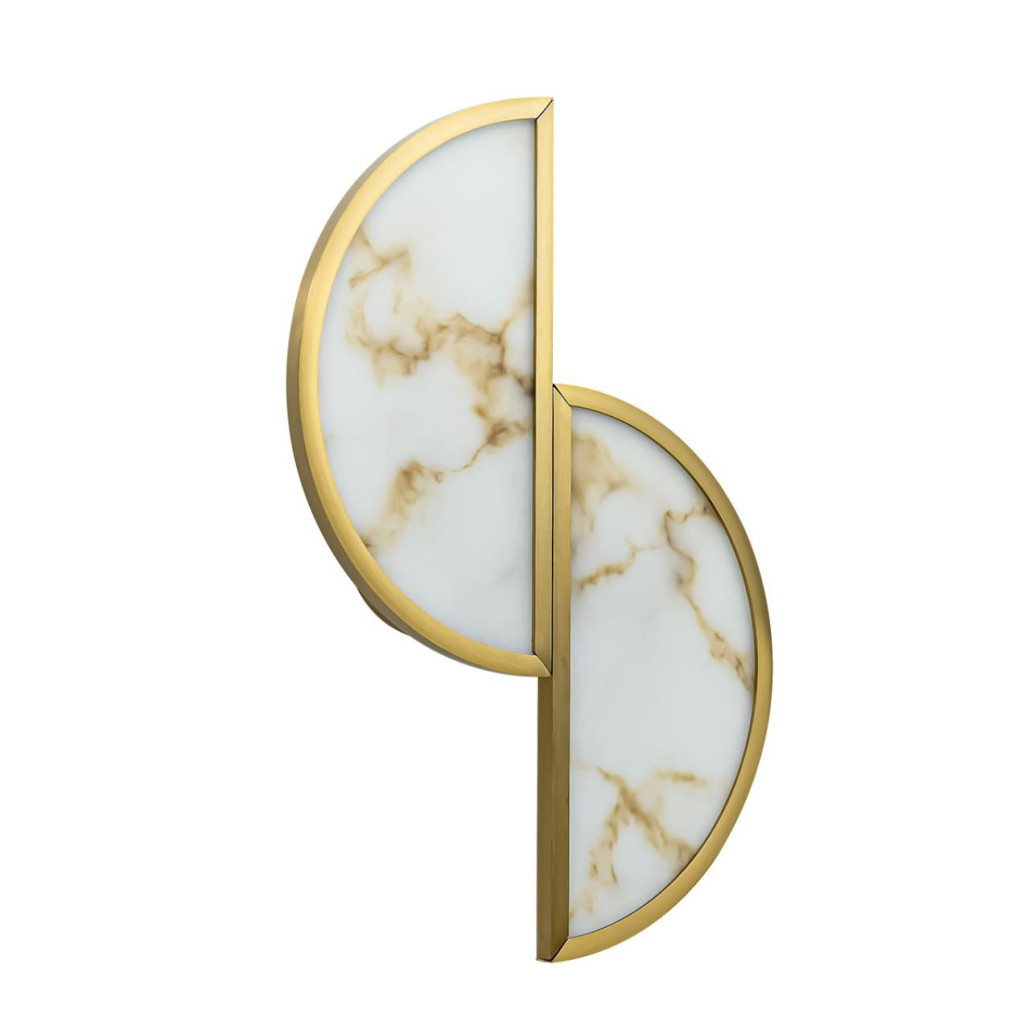 Бра с двумя полукруглыми плафонами из искусственного алебастра в бронзовой оправе Marbella