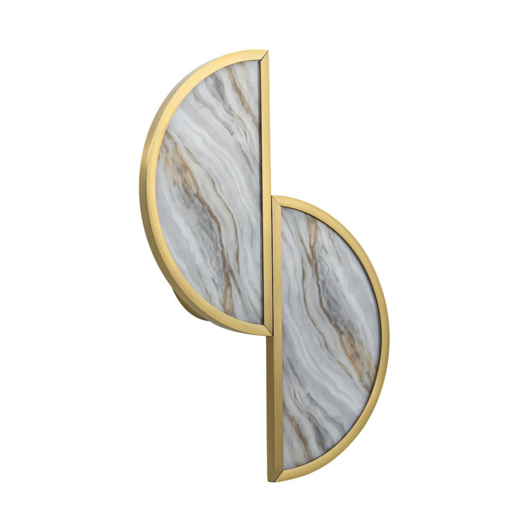 Бра с двумя полукруглыми плафонами из искусственного алебастра в бронзовой оправе Marbella