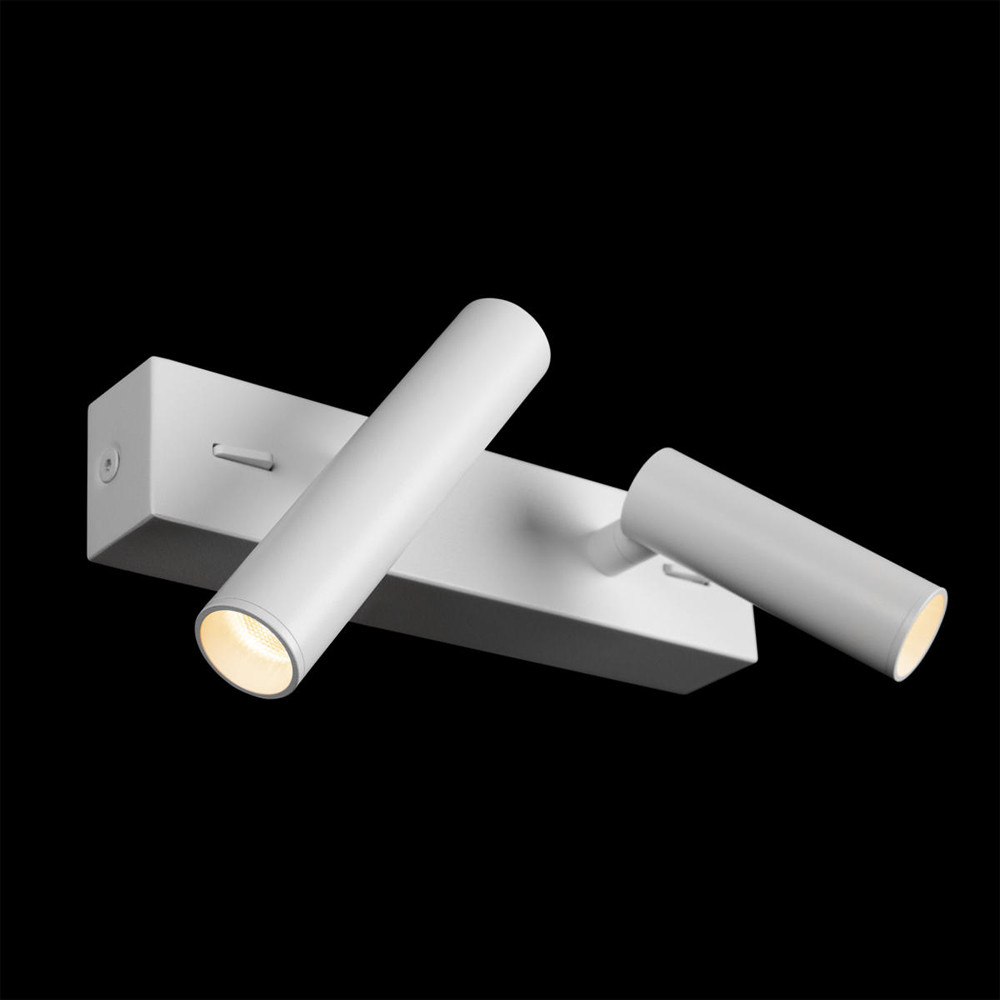 Бра с двумя цилиндрическими повортными спотами белого цвета Trumpet tube