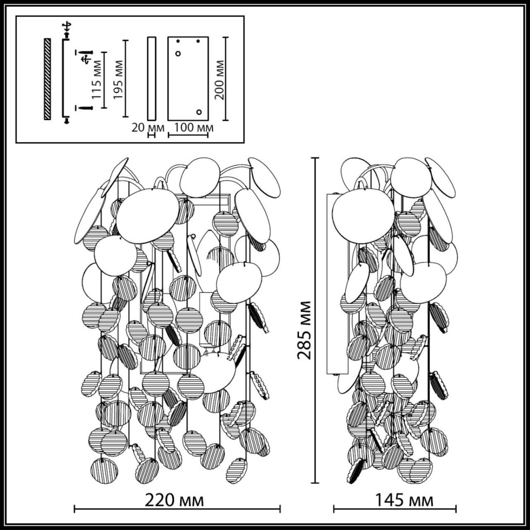 Бра с декоративными подвесками из прозрачного стекла в форме монеток FAIRYTREE Light