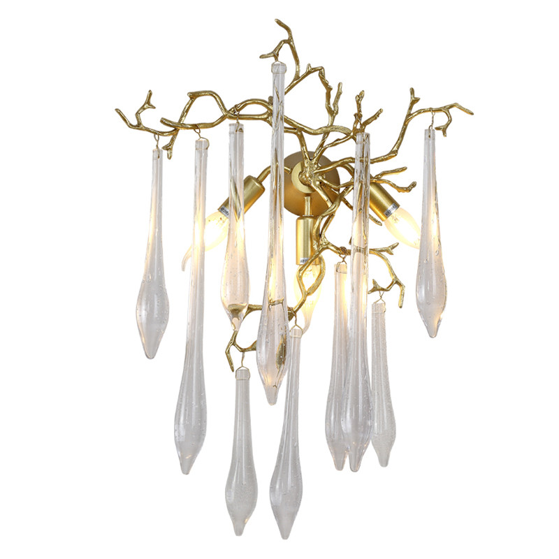 Бра с декором в виде ветвей и стеклянных подвесок в форме капель Droplet Chandelier