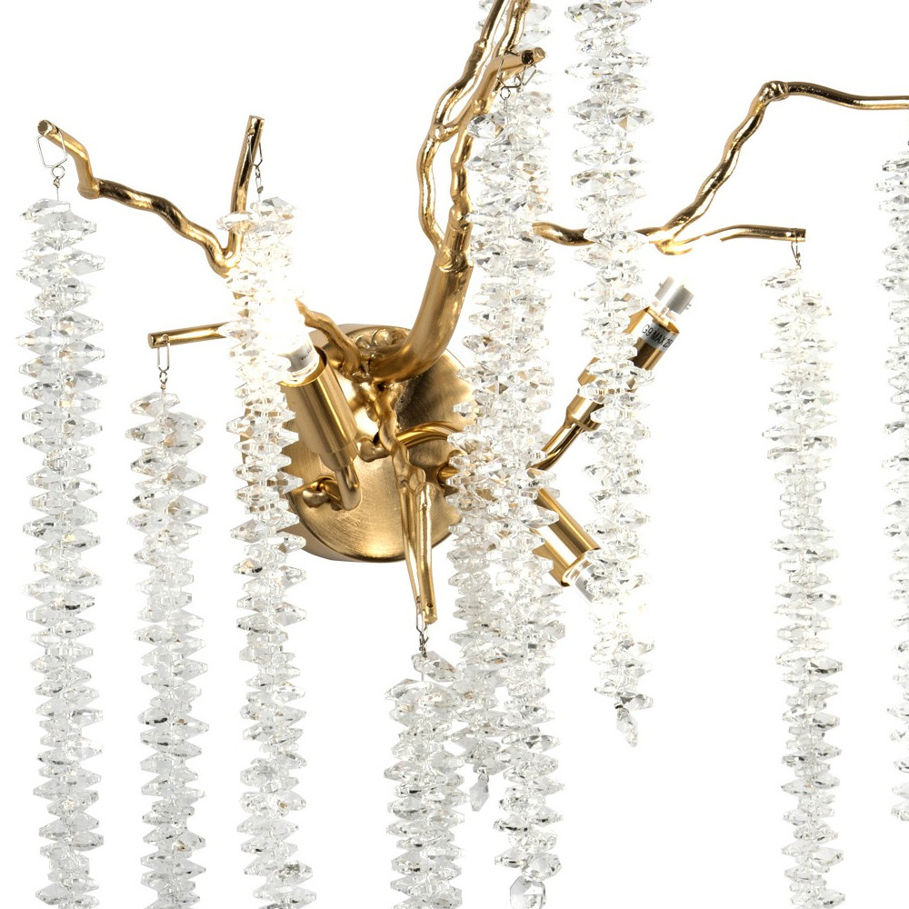 Бра с декором в виде ветвей с хрустальными подвесками Fairytree Gold Crystal Wall Lamp