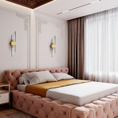 Бра с декором в виде хрустальных трубочек Nembus Brass Glass Wall Lamp
