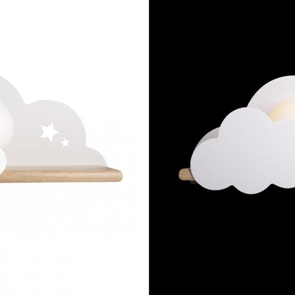 Бра с деревянной полкой белое Облако Wall Lamp White Cloud