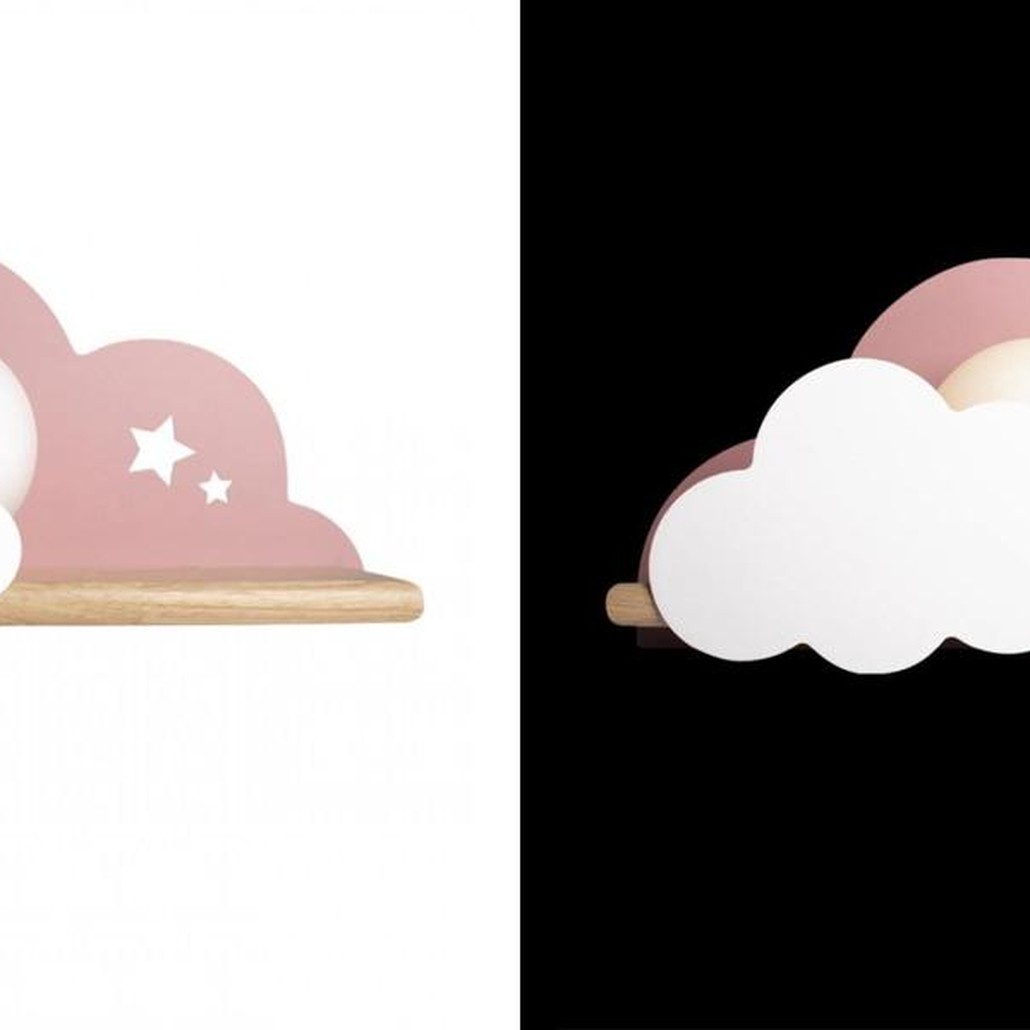Бра с деревянной полкой розовое Облако Wall Lamp Pink Cloud