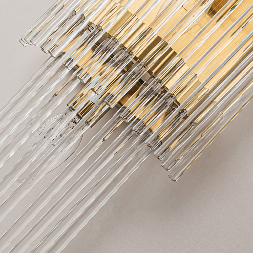 Бра с золотистым основанием и прозрачными трубками Nembus