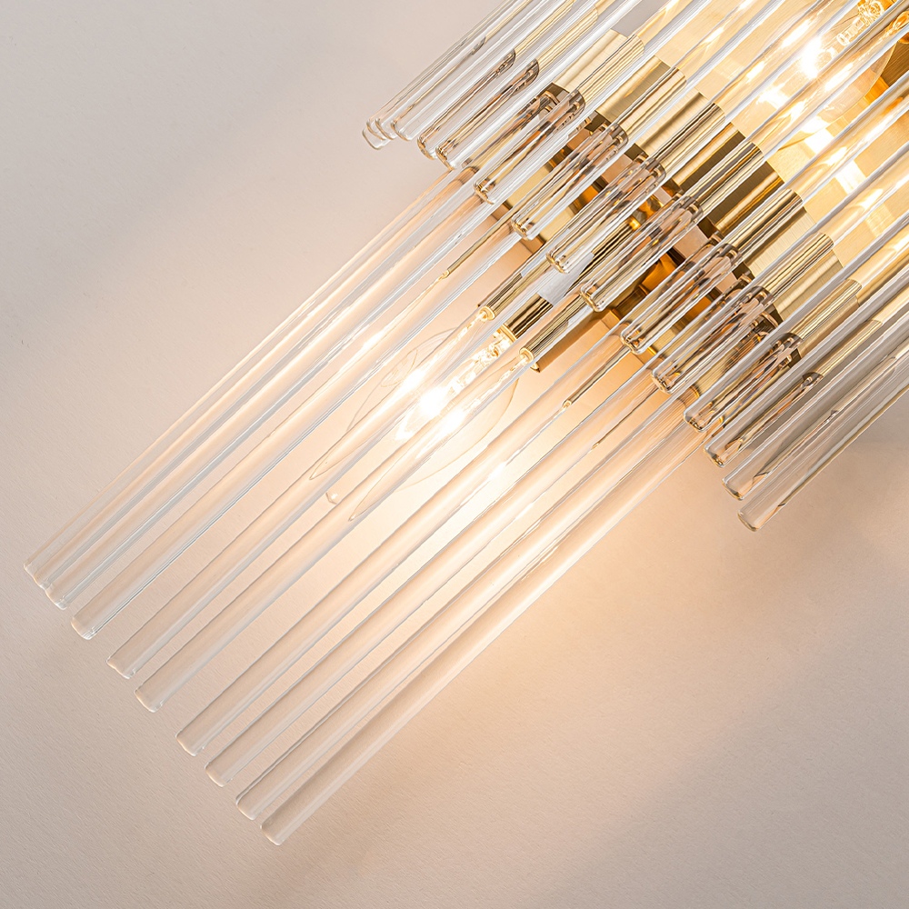 Бра с золотистым основанием и прозрачными трубками Nembus