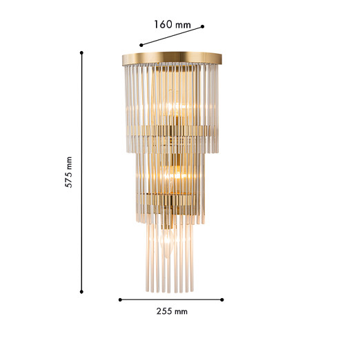 Бра с золотистым основанием и прозрачными трубками Nembus