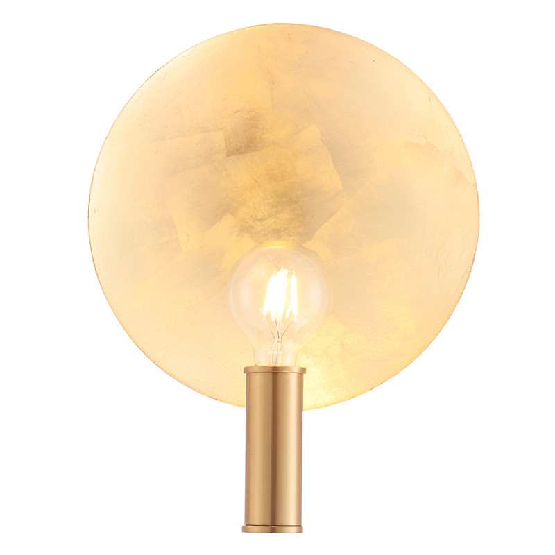 Бра с золотым круглым отражателем и открытой лампой Sun Glow Disc