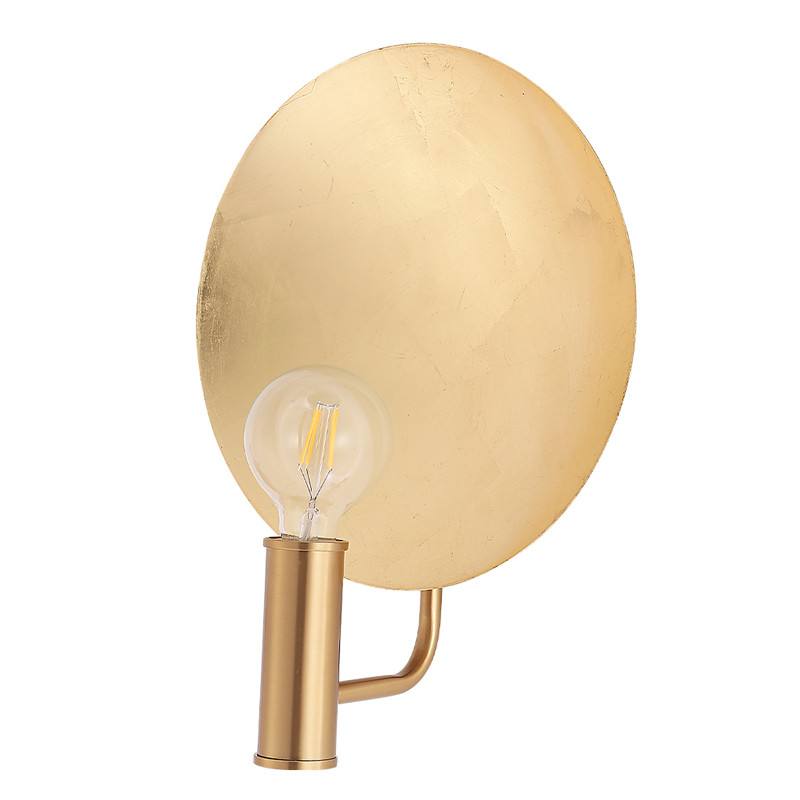 Бра с золотым круглым отражателем и открытой лампой Sun Glow Disc