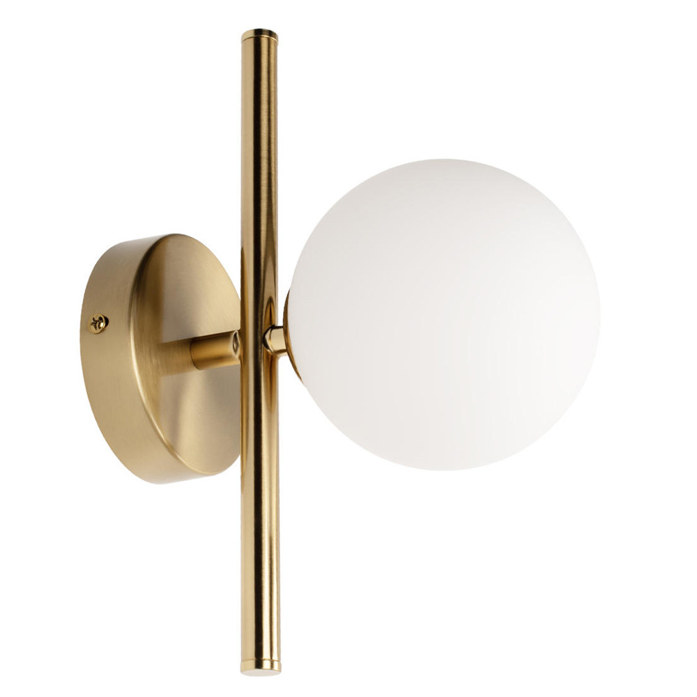 Бра с золотым основанием и белым плафоном в форме шара Bubble