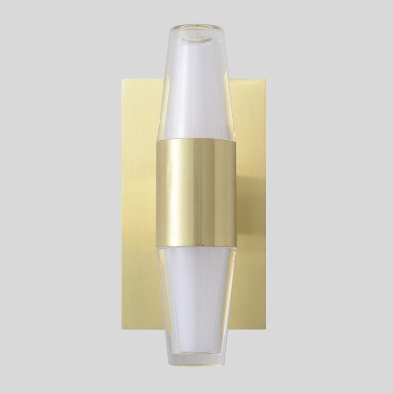 Бра с золотым основанием и прозрачным плафоном цилиндрической формы Golden Geometry