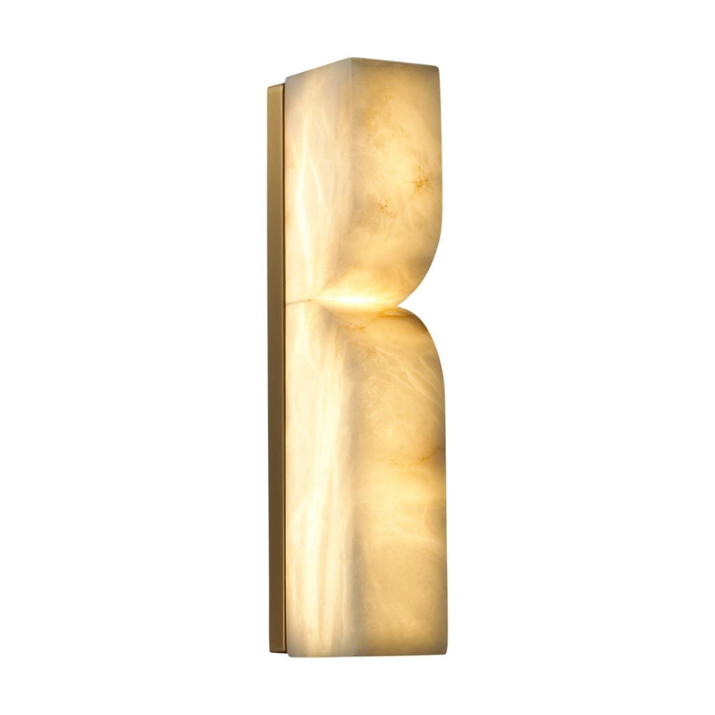 Бра с изогнутым плафоном из белого алебастра на прямоугольном основании Cryptocrystalline Stone