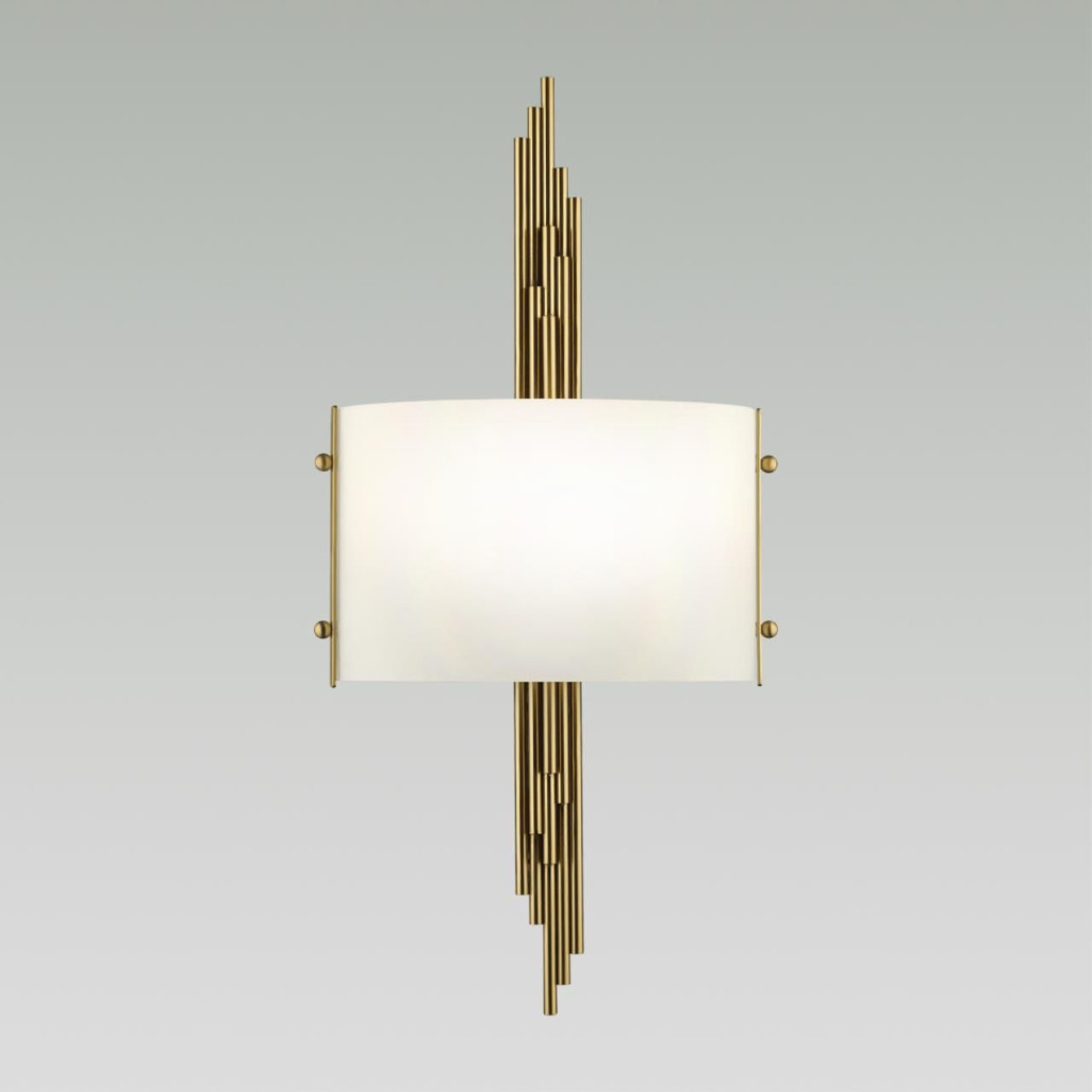 Бра с изогнутым плафоном на бронзовом основании с вертикальным декором из металлических трубок Sohne