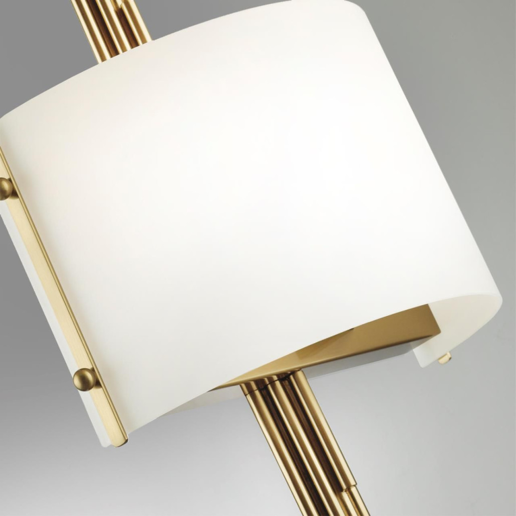 Бра с изогнутым плафоном на бронзовом основании с вертикальным декором из металлических трубок Sohne