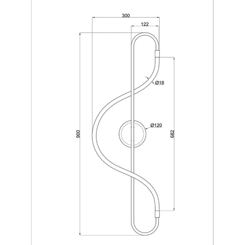 Бра с изогнутым светодиодным элементом на металлическом основании Luke Lampco Tracer Lamp