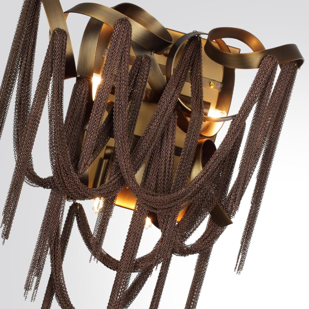 Бра с изогнутыми металлическими лентами и цепочками Atlantis Chain