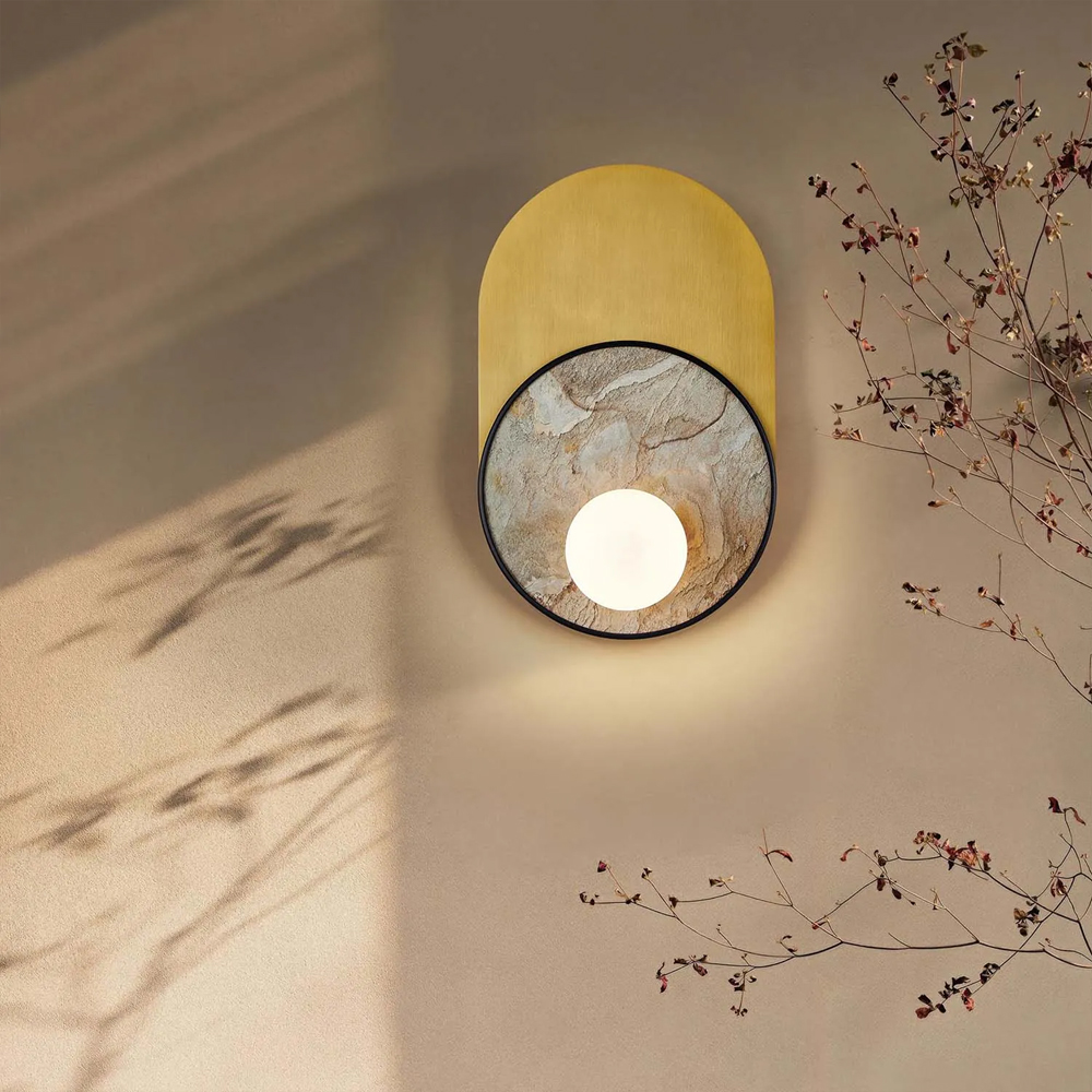 Бра с каменным диском в металлической раме Sandstone Painting