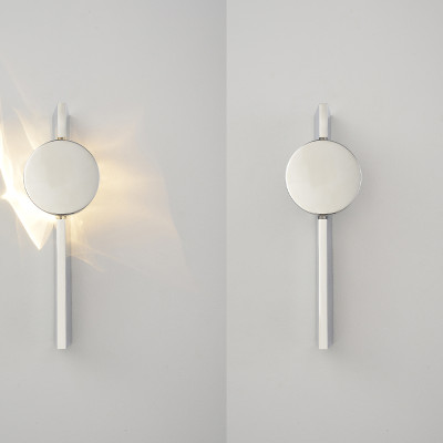 Бра с круглым зеркальным диском на прямоугольном соновании Reflection Circle Glow